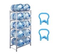 VEVOR Rack à Bonbonnes à 5 Niveaux et 2 Rangées, Support Bouteille d’Eau de 18,9 L, Capacité 10 Pièces, Range Bonbonnes d’Eau Solide, Rangement pour Garde-Manger, Cuisine, Bureau, Salon, Usine