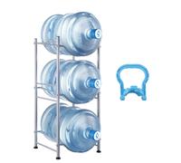 VEVOR Rack à Bonbonnes à 3 Niveaux et 1 Rangée, Support Bouteille d’Eau de 18,9 L, Capacité 3 Pièces, Range Bonbonnes d’Eau Solide, Rangement pour Garde-Manger, Cuisine, Bureau, Salon, Usine, Argenté