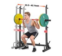VEVOR Rack à Squats Multifonctionnel, Cage à Squat avec Hauteur et Largeur Réglables, pour Développé Couché Pompe Musculation Gym et Domicile, avec Supports pour Barres d'Haltères et Crochets en J