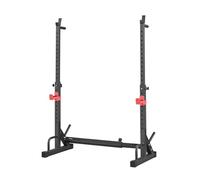 VEVOR Rack à Squats Multifonctionnel, Cage à Squat avec Hauteur et Largeur Réglables, pour Développé Couché Pompe Musculation Gym et Domicile, avec Supports pour Barres d'Haltères et Crochets en J