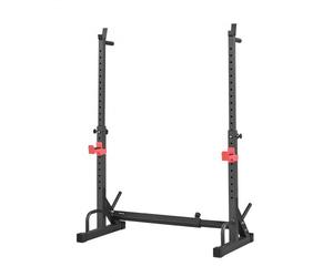 VEVOR Rack à Squats Multifonctionnel, Cage à Squat avec Hauteur et Largeur Réglables, pour Développé Couché Pompe Musculation Gym et Domicile, avec Supports pour Barres d'Haltères et Crochets en J