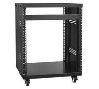 VEVOR Rack AV 12U, 46 cm, Support de Studio d'Enregistrement Stéréo Réseau | Pour Équipements Audio Vidéo, Musicaux, Informatiques, 226,8 kg, Roulettes Verrou, Trous Ronds et Carrés, Évents Spéciaux