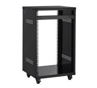 VEVOR Rack AV 16U, Charge 90,7 kg, Rack de Studio d'Enregistrement avec Roulettes Verrouillables, Armoire Serveur à Cadre Ouvert, Ventilation, pour Équipements Audio, Vidéo, Musicaux, Informatiques