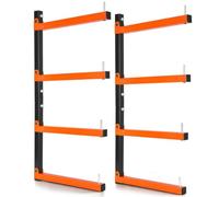 VEVOR Rack de Rangement pour Bois 4 Niveaux Lot de 2, 50 kg par Niveau | Rangement Mural Bois Pliable, Rack Cantilever Acier pour Garage, Atelier, Entrepôt, Sous-Sol, avec Goupilles de Verrouillage