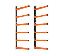 VEVOR Rack de Rangement pour Bois 6 Niveaux Lot de 2, 50 kg par Niveau | Rangement Mural Bois Pliable pour Garage Entrepôt Atelier, Rack Cantilever Acier avec Goupilles de Verrouillage, Orange Noir
