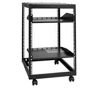 VEVOR Rack de Serveur à Cadre Ouvert 15U Support de Serveur réseau autoportant Mural Profondeur réglable 58,5-101,6 cm 4 Montants roulettes pour équipements informatiques de réseau, routeur, Modem
