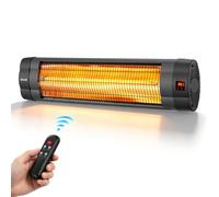 VEVOR Radiateur Infrarouge 2500 W, Chauffage Extérieur Infrarouge Mural, pour Terrasse, Jardin et Balcon, 3 Niveaux de Chauffage, avec Télécommande et Panneau de Commande, Minuterie 24 h, en PP, Noir