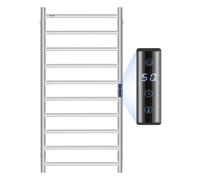 VEVOR Radiateur Sèche-Serviettes Électrique 10 Barres, Porte-Serviettes Chauffant Mural, Chauffe-Serviettes à Température Réglable, Étanche IPX5, avec Minuterie et Écran d'Affichage LED, Salle de Bain