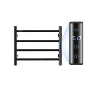 vVEVOR Radiateur Sèche-Serviettes Électrique 4 Barres, Porte-Serviettes Chauffant Mural, Chauffe-Serviettes à Température Réglable, Étanche IPX5, avec Minuterie et Écran LED, Salle de Bain, Noir
