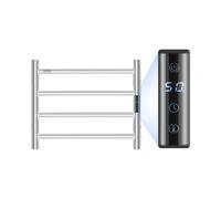 VEVOR Radiateur Sèche-Serviettes Électrique 4 Barres, Porte-Serviettes Chauffant Mural, Chauffe-Serviettes à Température Réglable, Étanche IPX5, avec Minuterie et Écran LED, Salle de Bain, Argenté