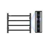 vVEVOR Radiateur Sèche-Serviettes Électrique 4 Barres, Porte-Serviettes Chauffant Mural, Chauffe-Serviettes à Température Réglable, Étanche IPX5, avec Minuterie et Écran LED, Salle de Bain, Noir