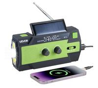 VEVOR Radio météo d'urgence, Batterie 4000 mAh, Radio Solaire d'urgence à manivelle avec FM/AM/WB/NOAA, câble de Chargement USB, Alarme SOS et Lampe de Poche, Recharge Urgence pour Smartphone, Vert