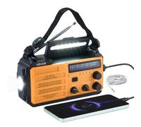 VEVOR Radio météo d'urgence, batterie 8000 mAh, radio solaire d'urgence à manivelle avec FM/AM/WB/NOAA, câble de chargement USB, alarme SOS et lampe de poche, recharge urgence pour smartphone, jaune