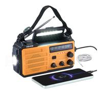 VEVOR Radio météo d'urgence, batterie 8000 mAh, radio solaire d'urgence à manivelle avec FM/AM/WB/NOAA, câble de chargement USB, alarme SOS et lampe de poche, recharge urgence pour smartphone, jaune