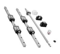 VEVOR Rail de Guidage Linéaire HGR20 Rails Linéaires 600 mm 2 PCS Blocs Roulement à Billes Intégrés 4 PCS pour Bricolage Tours Routeurs CNC, avec Support Extrémité BF12/BK12, Coupleur, Boîtier d'Écrou
