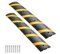 VEVOR Ralentisseur Caoutchouc, Lot de 2, Rampe Protection Câble 2 Canaux, Capacité de Charge 9979 kg, Rampe Passe Câble Sol 183 cm, avec Vis d'Expansion, pour Allées, Routes Asphalte, Béton, Gravier