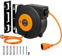 VEVOR Rallonge électrique rétractable, 49,21 ft/15 m, 1600 W Câble électrique rétractable haute performance avec 3,28 ft/1 m de câble d'alimentation, protection contre la surchauffe, gaine en PP, supp