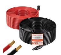 VEVOR Rallonge Panneau Solaire 6 mm² Câble d'Extension de Panneau Solaire 19,81 m Noir 19,81 m Rouge avec Connecteurs MC4 pour Systèmes Photovoltaïques Extérieurs, Fil de Cuivre Étamé, Étanche IP67