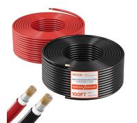 VEVOR Rallonge Panneau Solaire 6 mm² Câble d'Extension de Panneau Solaire 30,5 m Noir 30,5 m Rouge pour Systèmes Photovoltaïques Extérieurs, Camping-cars, Bateaux, Fil de Cuivre Étamé, Étanche IP67
