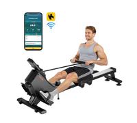 VEVOR Rameur Magnétique, Ergomètre avec Résistance Silencieuse Réglableà 16 Niveaux, Pliable, Capacité de Charge de 158 kg, avec Poulie Lisse et Écran LCD, Compatible avec Application Bluetooth