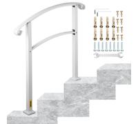 VEVOR Rampe d'escalier Main courante 3 marches extérieures Fer forgé Hauteur max 52,5 cm Blanc