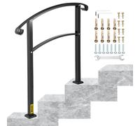 VEVOR Main Courante Escalier Fer Forgé Rampe Escalier 3 Marches Garde-Corps 63,5 cm Hauteur Max des Marches 52,5 cm rambarde Extérieur Intérieur pour Balcon Terrasse Maison Jardin Hôtel Porche Noir
