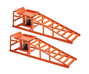 VEVOR Rampe de levage pour voiture, 2 PCs, rampe d'accès voiture, avec cric hydraulique de 5 T, hauteur de levage de 27 à 36 cm, élévateur robuste pour inspection, vidanges et réparation automobile