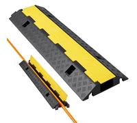 VEVOR Rampe de Protection Câbles, Charge 9979 kg, Passage de Câble au Sol à 1 Canal 70 x 50 mm, Ralentisseur de Vitesse en Caoutchouc avec Couvercle Rabattable, Passe Câble pour Intérieur, Extérieur