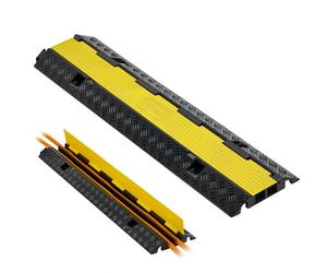 VEVOR Rampe de Protection Câbles, Charge 9979 kg, Passage de Câble au Sol à 2 Canaux 32 x 31 mm, Ralentisseur de Vitesse en Caoutchouc avec Couvercle Rabattable, Passe Câble pour Intérieur, Extérieur
