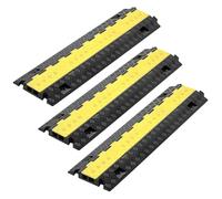 VEVOR Rampe de Protection Câbles, Lot de 3, Passage de Câble au Sol 2 Canaux TPU, Charge 9979 kg, Canal 31x28 mm, Ralentisseur Vitesse avec Couvercle Rabattable, Passe Câble pour Intérieur, Extérieur