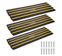 VEVOR Rampe de Seuil Hauteur 6,5 cm 3PCS Rampes Trottoir Caoutchouc Capacité Charge 15 T Rampe Accès Fauteuil Roulant Antidérapante Extensible pour Quai Chargement Garage Entrée Porte 122x40,5x6,5 cm
