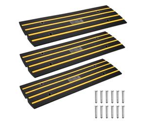 VEVOR Rampe de Seuil Hauteur 6,5 cm 3PCS Rampes Trottoir Caoutchouc Capacité Charge 15 T Rampe Accès Fauteuil Roulant Antidérapante Extensible pour Quai Chargement Garage Entrée Porte 122x40,5x6,5 cm