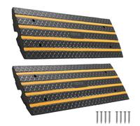 VEVOR Rampe de Trottoir, 65 mm, Rampe de Seuil en Caoutchouc, Lot de 2 Rampes d'Accès Antidérapantes, Charge 15 tonnes, avec Bandes Réfléchissantes Jaunes, pour Quai de Chargement, Entrepôt, Garage