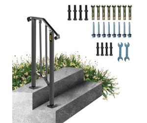 VEVOR Rampe d'Escalier 1 à 2 Marches Garde-corps pour Escalier Main Courante Noire pour Escalier