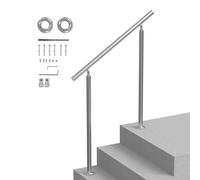 VEVOR Main Courante Escalier, 100 cm, Rampe d'Escalier pour Marches Extérieures en Acier Inoxydable, avec Kit d'Installation, Barre d'Appui à Double Colonne, pour Personnes Âgées, Porche, Terrasse
