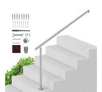 VEVOR Rampe d'Escalier, 120 cm, Main Courante Escalier pour Marches Extérieures en Acier Inoxydable, Montage Mural et au Sol, avec Kit d'Installation, pour Personnes Âgées, Porche, Terrasse, Argent