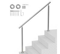 VEVOR Rampe d'Escalier, 150 cm, Main Courante Escalier pour Marches Extérieures en Acier Inoxydable, avec Kit d'Installation, Barre d'Appui à Double Colonne, pour Personnes Âgées, Porche, Terrasse