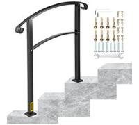 VEVOR Main Courante Escalier Fer Forgé Rampe Escalier 3 Marches Garde-Corps 63,5 cm Hauteur Max des Marches 52,5 cm rambarde Extérieur Intérieur pour Balcon Terrasse Maison Jardin Hôtel Porche Noir