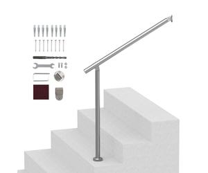VEVOR Rampe d'Escalier, 80 cm, Main Courante Escalier pour Marches Extérieures en Acier Inoxydable, Montage Mural et au Sol, avec Kit d'Installation, pour Personnes Âgées, Porche, Terrasse, Argent