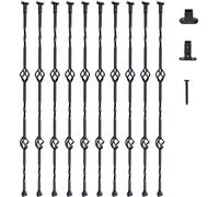 VEVOR Rampe d'escalier en métal, 56 x 56 x 1122 mm fuseaux de rampe décoratifs en acier galvanisé, paquet de 10 rampes avec paniers doubles creux, rampe d'escalier en colimaçon avec sabots et vis