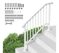 VEVOR Rampe d'escalier pour 3-4 marches extérieures, main courante escalier en acier au carbone, avec kit d'installation, pour personnes âgées, marches en béton, porche, terrasse, arche rétro, blanc