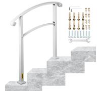 VEVOR Rampe d'Escalier pour 3 Marches Extérieures Main Courante Escalier en Fer Forgé Hauteur Maximale des Marches 52,5 cm Rampe Extérieur pour Porche, Marches en Béton, Brique, Jardin, Hôtel, Blanc