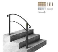 VEVOR Main Courante Rampe Escalier Balustrade Réglable 3 Marches Fer Forgé Noir Garde-Corps Rambarde Escalier