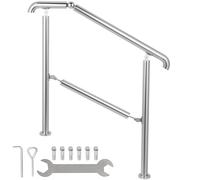 VEVOR Rampe Escalier Acier Inox Rampe Escalier Extérieur Réglable 4 à 5 Marches