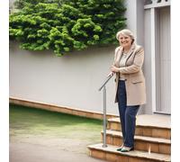 VEVOR Main Courante Escalier, 100 cm, Rampe d'Escalier pour Marches Extérieures en Acier Inoxydable, avec Kit d'Installation, Barre d'Appui à Double Colonne, pour Personnes Âgées, Porche, Terrasse