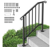 VEVOR Rampe Escalier Main Courante pour 2-3 Marches Extérieur Arche Rétro Noir