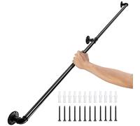 VEVOR Rampe Escalier Murale 2,12m Main Courante Acier Carbone Garde-Corps Métal Capacité Charge 200 kg/Tube Rambarde en 2 Tubes 32 mm 3 Supports Muraux pour Enfants Personnes Âgées Intérieur Extérieur