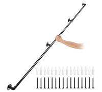 VEVOR Rampe Escalier Murale 2,7 m Main Courante Acier Carbone Garde-Corps Métal Capacité Charge 200 kg/Tube Rambarde en 3 Tubes 32 mm 4 Supports Muraux pour Enfants Personnes Âgées Intérieur Extérieur