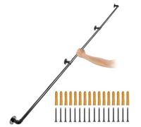 VEVOR Rampe Escalier Murale 3,3 m Main Courante Acier Carbone Garde-Corps Métal Capacité Charge 200 kg/Tube Rambarde en 3 Tubes 32 mm 4 Supports Muraux pour Enfants Personnes âgées Intérieur Extérieur