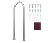 VEVOR Rampe Piscine, 915x400 mm, Main Courante Piscine Aluminium avec Plaque de Base, Barre d'Appui de Sécurité, Accessoires, Montage Facile pour Piscines, Intérieur, Extérieur, Terrasses, Quais, Spas